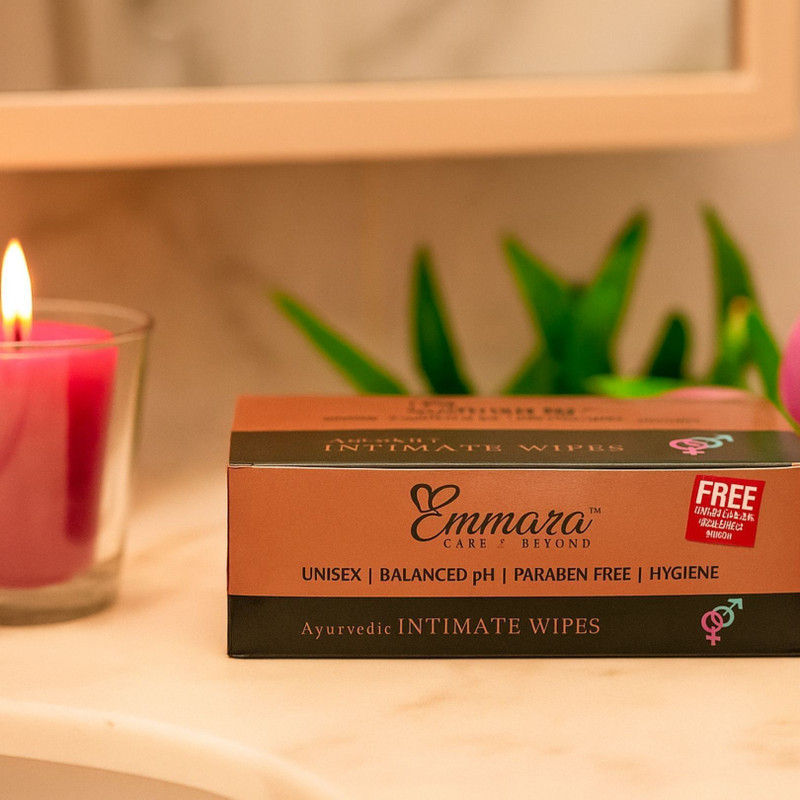 Emmara Ayurvedic Intimate Wipes 50pcs pH-Balanced Feminine Anti-Bacterial Daily Fresh Intimate Wipes(50 Sheets, Pack of 1)