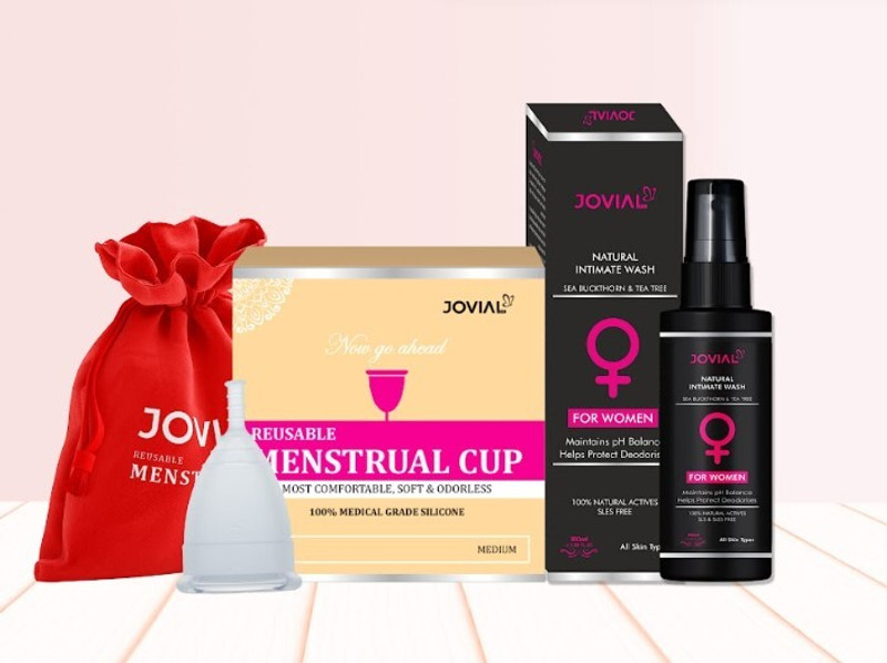 JOVIAL CARE Menstrual cup Medium and Intimate wash for women Intimate Wash(100 ml, Pack of 1)