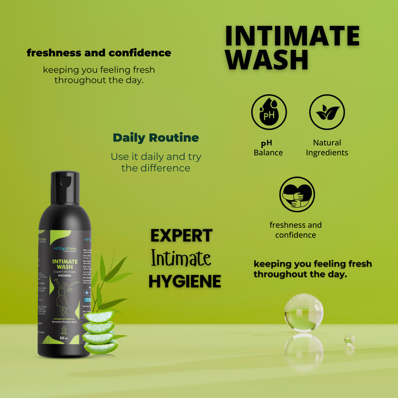 CareDone Intimate Wash: Refreshing Formula, Dermatologist Tested, Natural Ingredients. Intimate Wash(50 ml, Pack of 1)