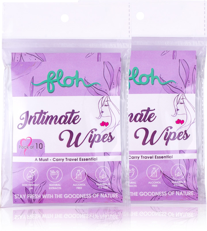 Floh Women's Intimate Wipes | 100% Biodegradable | Lavender (Pack of 2) Intimate Wash Intimate Wipes(20 Sheets)