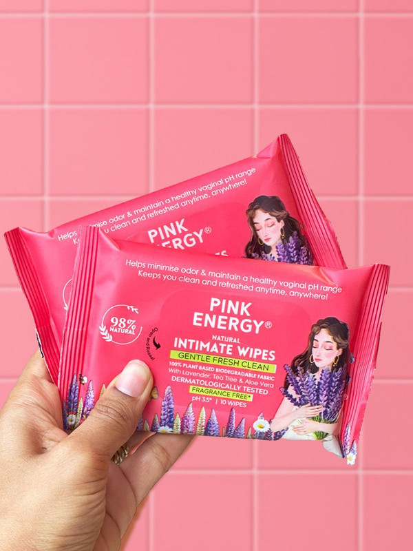 Pink Energy Intimate Wipes Combo Pack of 2 | pH-Balanced, Naturally Scented | Feminine Wipes Intimate Wipes(20 g, Pack of 2)