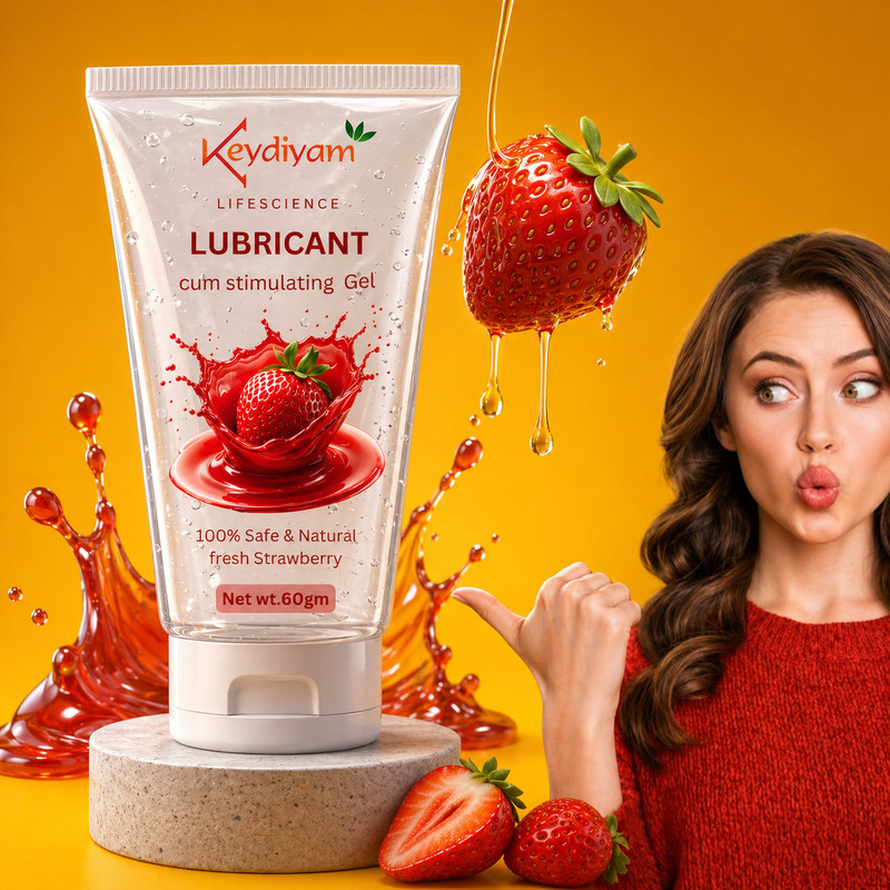 keydiyam Strawberry Water-Based Lube Gel for Couples, Smooth & Safe Glide Lubricant Intimate Gel(60 g)