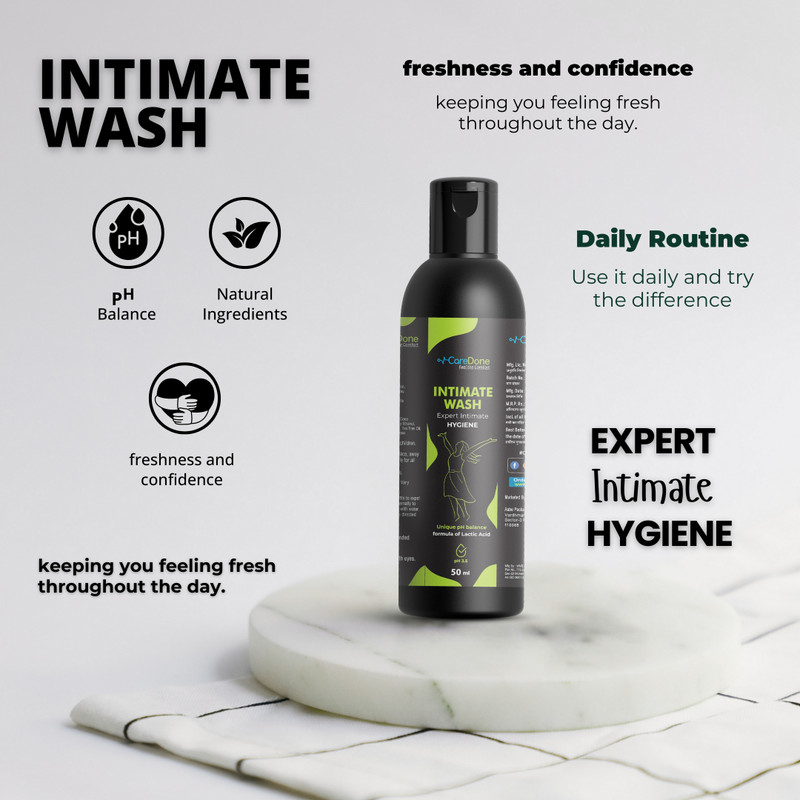 CareDone Intimate Wash: Comfort All Day, Gentle Cleanse, pH Balanced. Intimate Wash(50 ml, Pack of 1)
