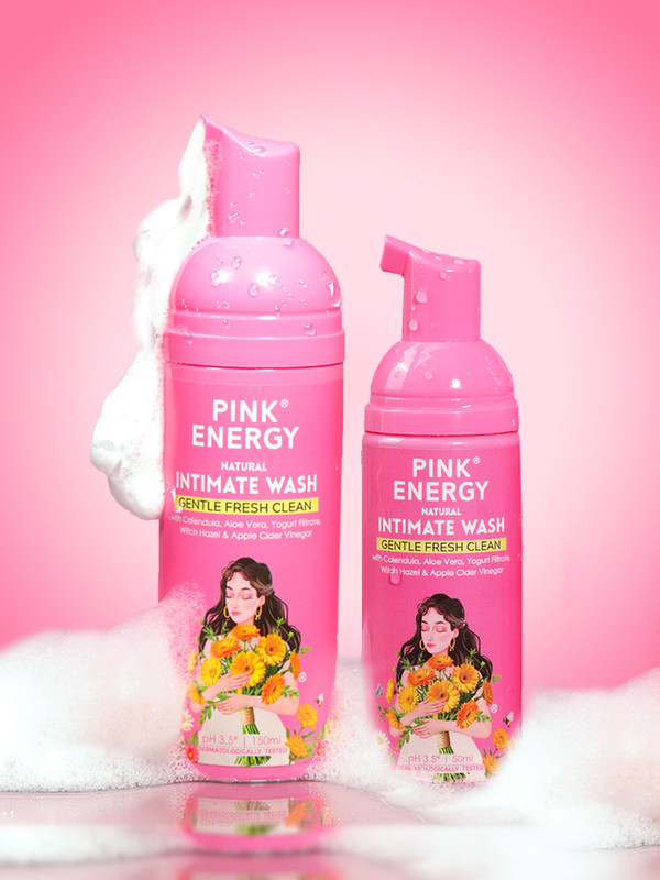 Pink Energy Intimate Wash Value Pack | Full Size 150ml + Travel Size 50ml|Calendula Cleanser Intimate Wash(50 ml, Pack of 2)