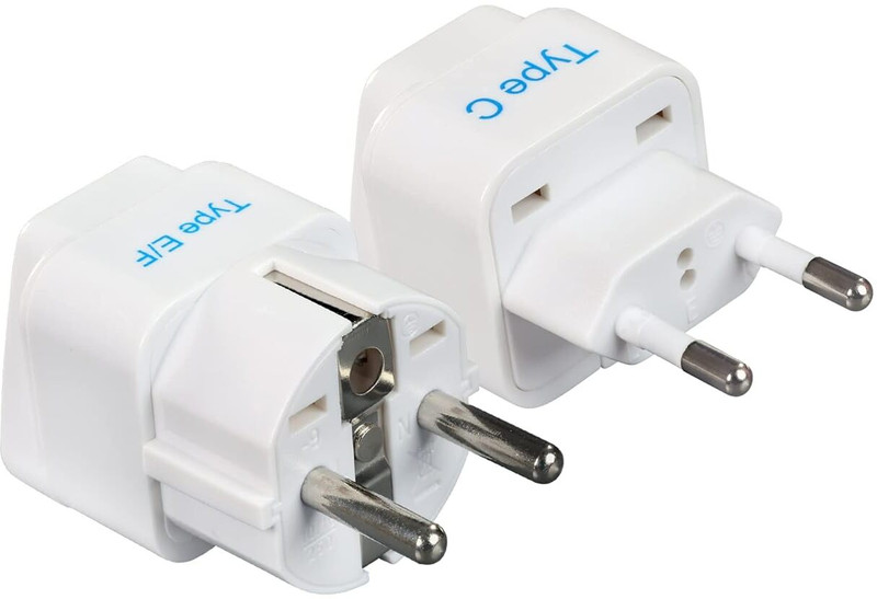 Ceptics Europe travel set, India to Most of Europe, use with phones, laptops and more Worldwide Adaptor(White)
