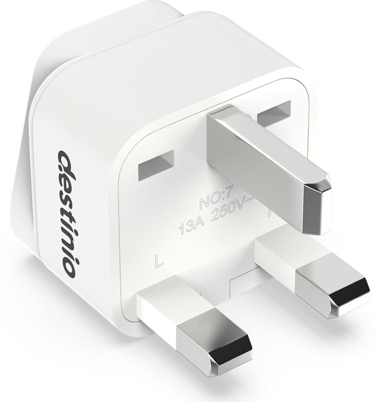 Destinio India to UK Type G Multi Plug 1-Socket Universal Travel Adapter Worldwide Adaptor(White)