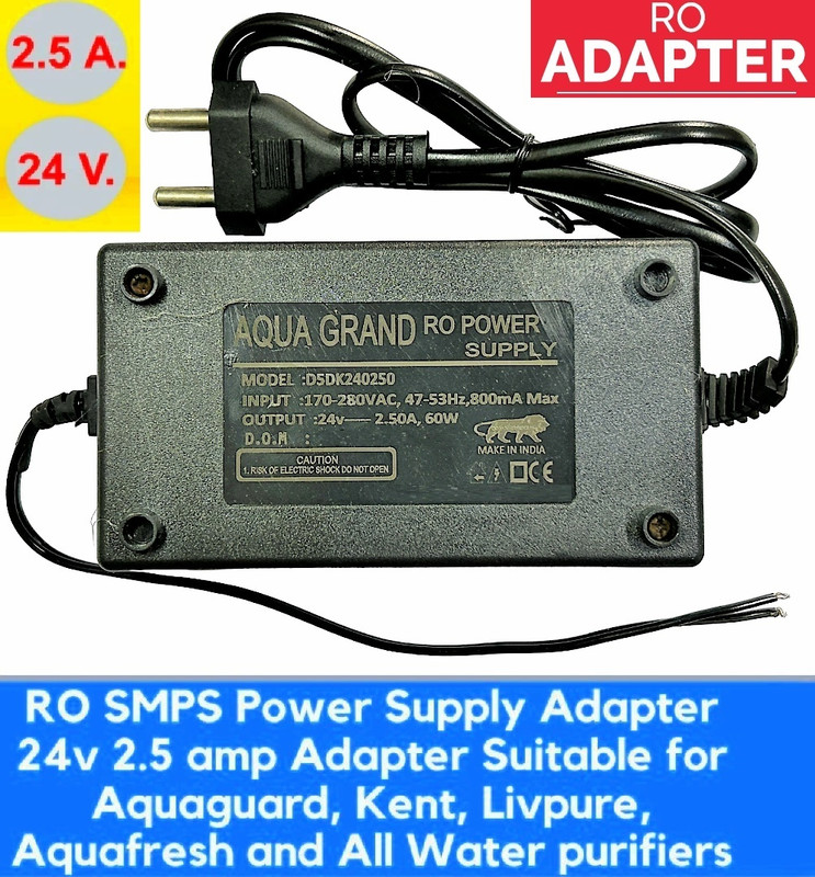 BALRAMA 24v 2.5amp RO SMPS Power Supply Adapter RO Water Filters Purifier Power Adaptor 60 Watts Computer PSU with 2 SATA Cables(Black)