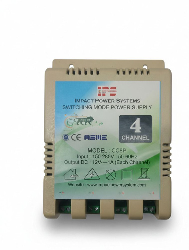 IPS CCTV Power Supply for 4 Channel SMPS Overload Short & Circuit Protection Worldwide Adaptor(Grey)
