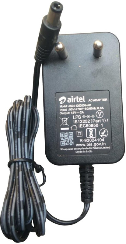 Xtreamer Technology AIRTEL 12V2AMP OG ADAPTER SUN DIRECT/TATA PLAY/ROUTER/CCTV/ DVR Worldwide Adaptor(Black)