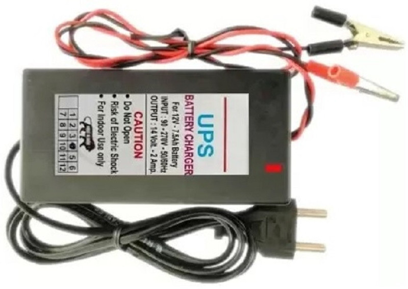 GoodsBazaar 12 Volt Battery Charger Power Supply 12V 2A Power Adaptor with Clip Bike Charger Worldwide Adaptor(Black)