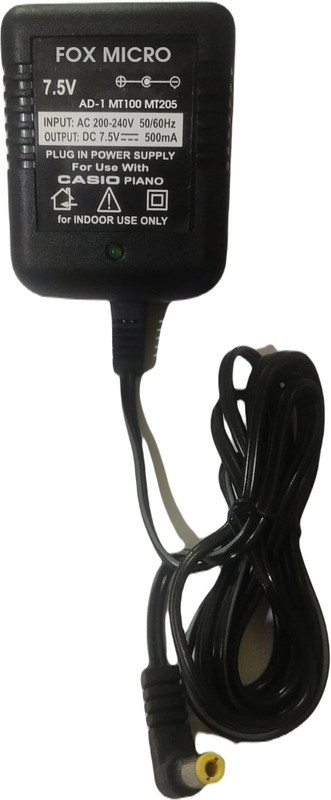 FOX MICRO 7.5V AC/DC Adapter Compatible with Casio LK-6 SA-45 SA65 SA-65 SA67 Keyboard Worldwide Adaptor(Black)