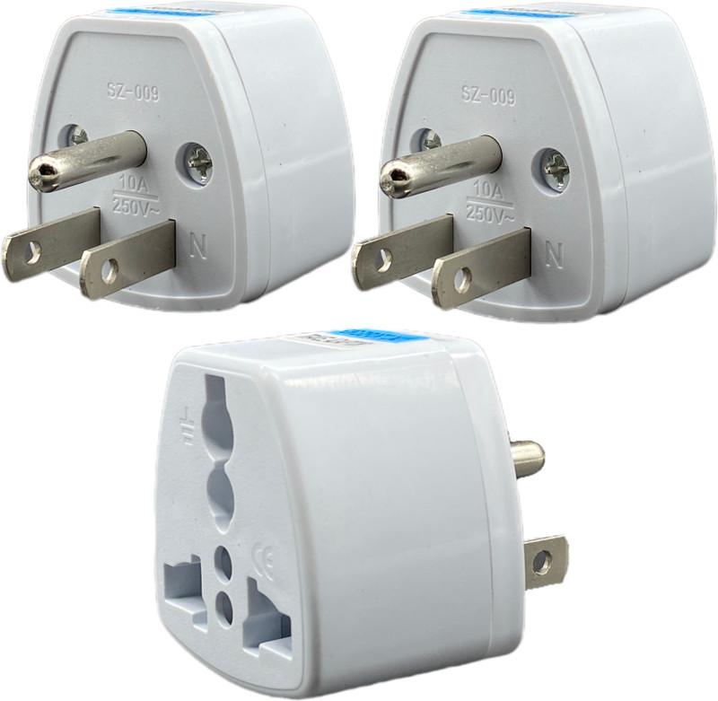 KAVANA USA Conversion Plug:India to US Converter Adaptor:Canada Adaptor for Indian Pins Worldwide Adaptor(White)