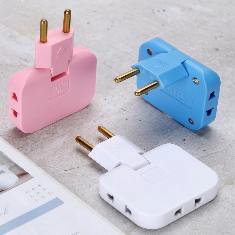 WARRIO 3 Way Multi Plug Adapter with 180 Degree Rotating Plug, Foldable Power Extender Worldwide Adaptor(Multicolor)
