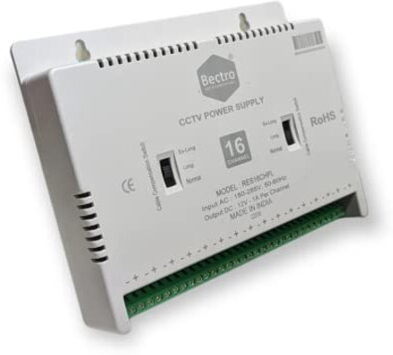 bectro 16 CHANNEL CCTV SMPS Worldwide Adaptor(White)
