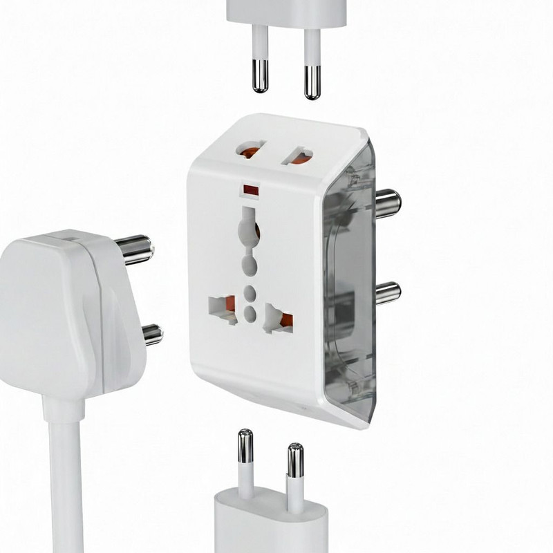 WEIGHOUSE 3 Pin Multi Plug Socket Universal Adapter with Travel Friendly Three Pin Socket Worldwide Adaptor(White)