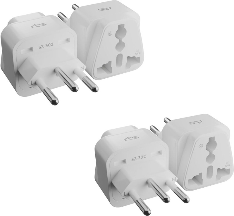 RTS India to Switzerland, Rwanda, Liechtenstein(Type J)Travel Plug(2 Pack) | Worldwide Adaptor(White)