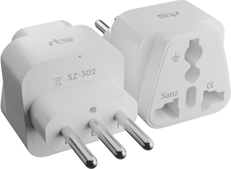 RTS Type L Italian Converter Power Adapter-Pack Of-1 | Worldwide Adaptor(White)