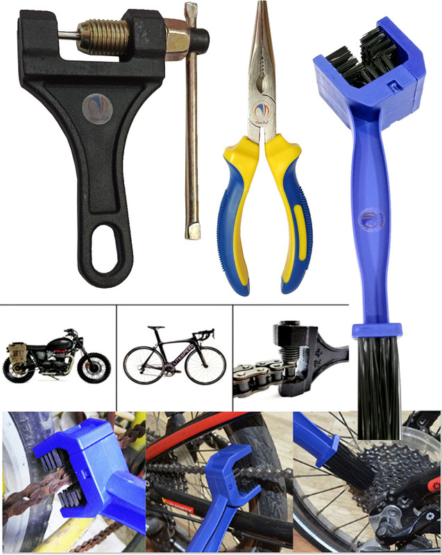 Mass Pro 3in1 Tools Kit Chain Breaker Chain Cutter Tool With Nose Plier&Chain Clean Brush Chain Breaker