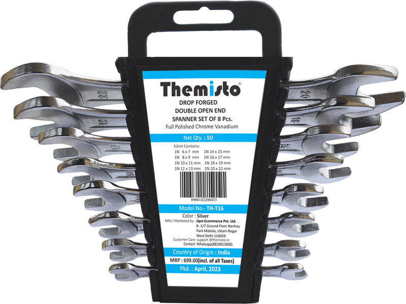 tHemiStO TH-T16 CRV Double Sided Open End Wrench(Pack of 8)