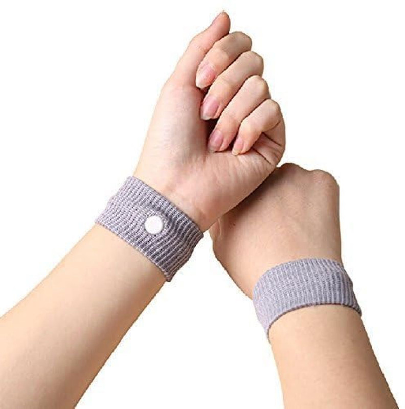 VRUSTEE Anti-Nausea Wristband for Anxiety,Air Sickness Reliefs Handband with Pair Men & Women(Grey, Pack of 2)