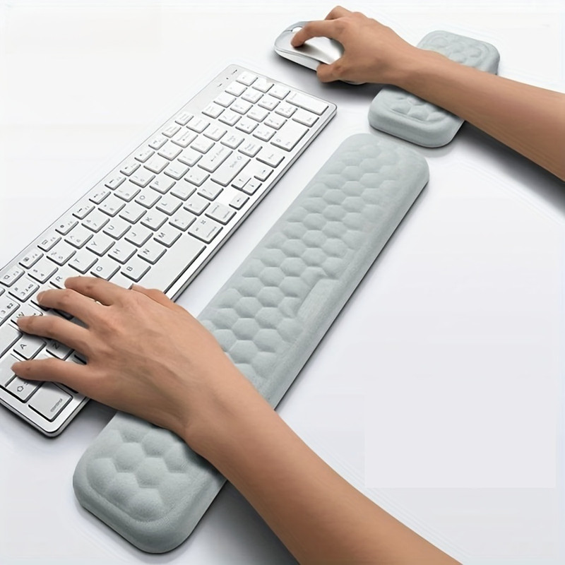 Kickzu Pain Relief Keyboard Pad with Wrist Rest, Entire Memory Foam Keyboard Pad Memory Foam, PU Leather Keyboard Wrist Rest(Grey)