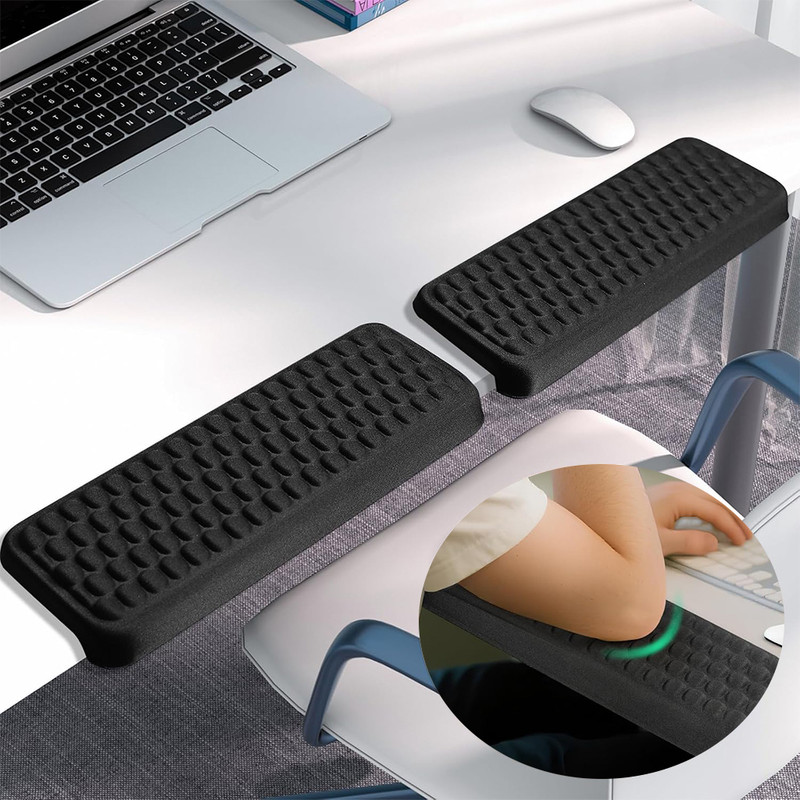 Ofifo Reposamuñecas ergonomico y almohadillas de codo con espuma viscoelastica plastic Wrist Rest Pad Set Wrist Rest(Black)