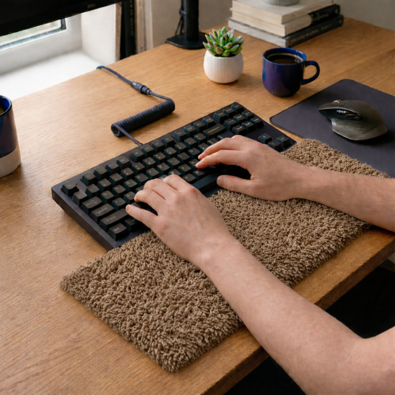 AAWAAS Black Keyboard Soft Shaggy Keyboard Wrist Rest(Black)