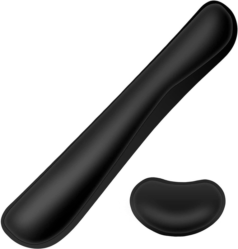 Milixir 2-in-1 Keyboard Wrist Rest - Memory Foam Ergonomic Pad Easy Typing & Pain Relief Foam Keybord & Mouse Pad with Support Wrist Rest(Black)