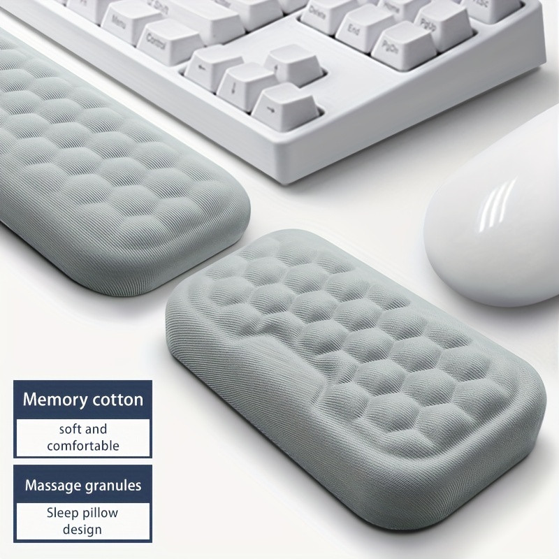 Kickzu Memory Foam Set Keyboard Rest Cushion Support for Office, Computer, Laptop Memory Foam, PU Leather Mouse, Keyboard Wrist Rest(Grey)