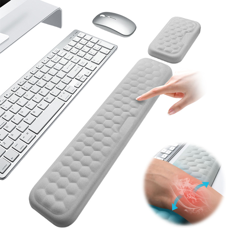 HASTHIP Ergonomic Keyboard and Mouse Wrist Rest Set Memory Foam Comfort Support Pad PVC Wrist Rest Wrist Rest(Block)