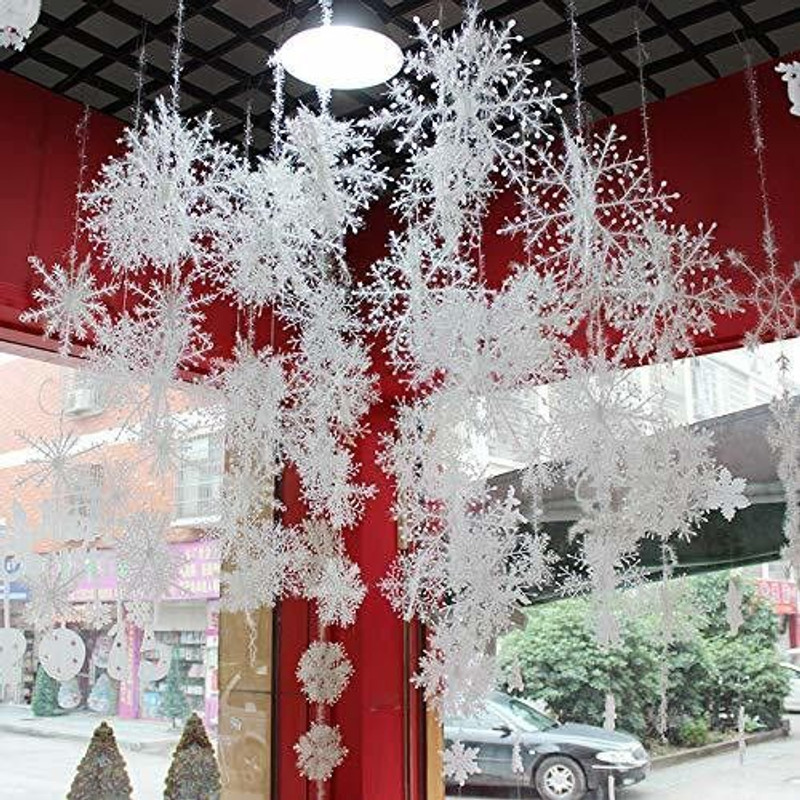 AT Arnav Trader SK- Snowflakes Hanging Ornaments Pack of 6