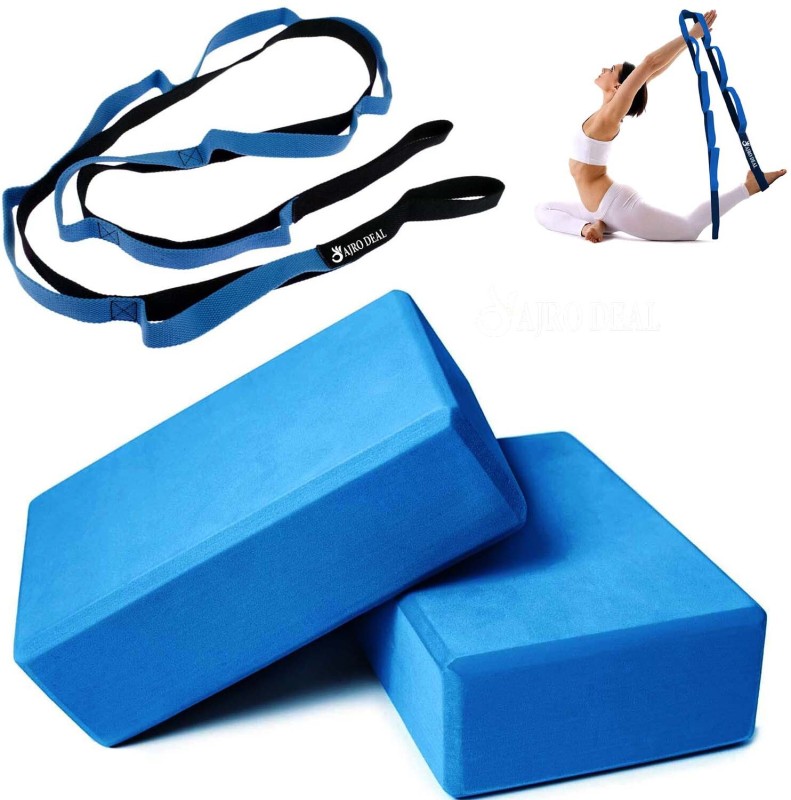 AJRO DEAL High Density Yoga Brick / Blocks & Yoga Strap Yoga Blocks(Multicolor Pack of 2)