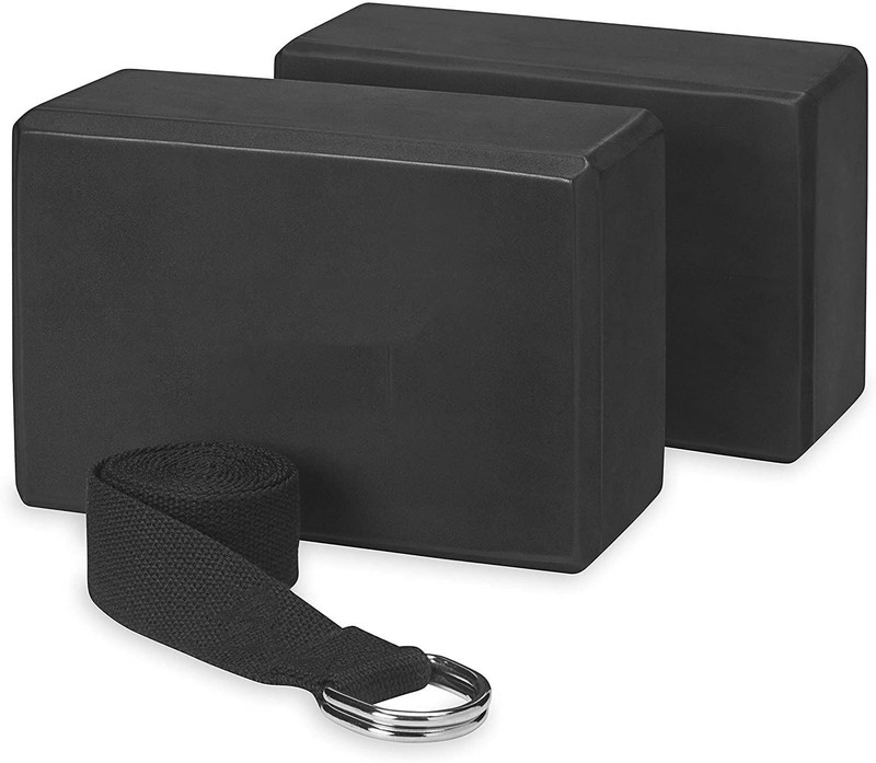 DreamPalace India Yoga Foaming Foam Brick Block and Yoga Belt Yoga Blocks(Black Pack of 3)