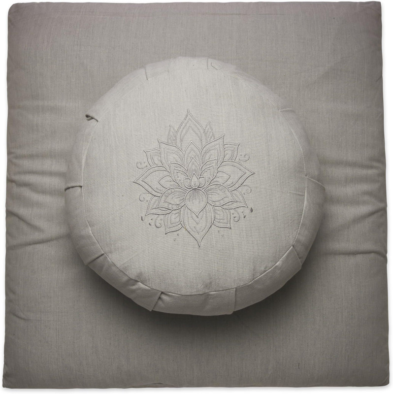 Sarveda Zafu and Zabuton Combo | Lotus Embroidery | Lavender Yoga Blocks(Purple Pack of 1)