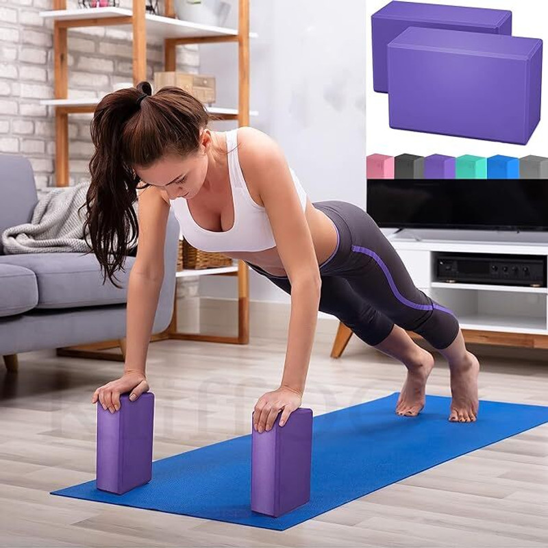 Brijvila High Density Foam Yoga Blocks Set of 2 for Fitness & Stretching Yoga Blocks(Multicolor Pack of 1)