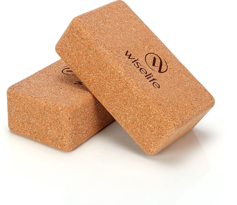 Wiselife Cork Yoga Block | Yoga Brick Extra Large Size, High Density Premium Cork Yoga Blocks(Beige Pack of 2)