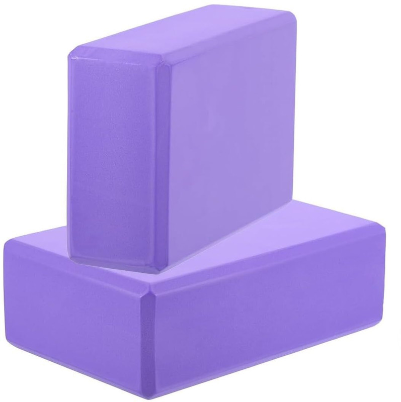 JELLEX Yoga Block and Yoga Strap Set, 2 EVA Foam Soft Non-Slip Yoga Blocks 9×6×4 inches Yoga Blocks(Purple Pack of 2)