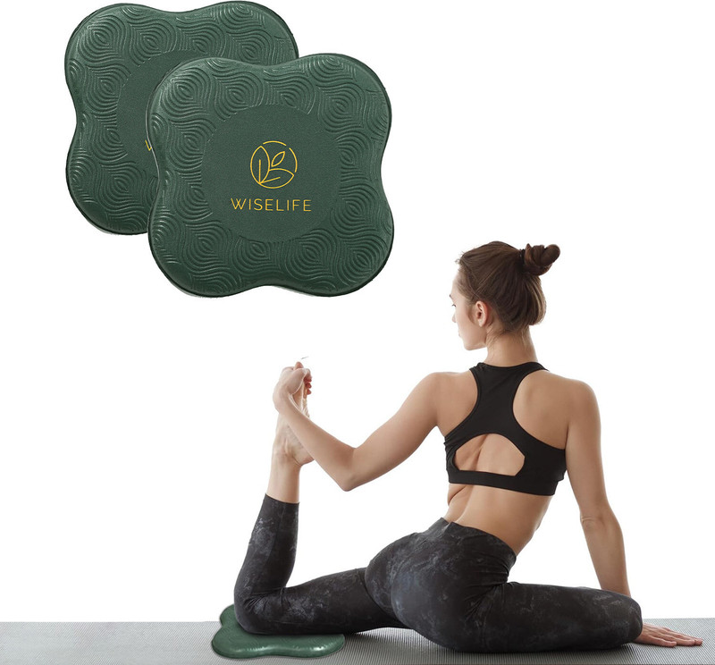 Wiselife Knee Pad | 360 Degree Protation | High Density Premium ECO-TPE Foam Material Yoga Blocks(Green Pack of 2)