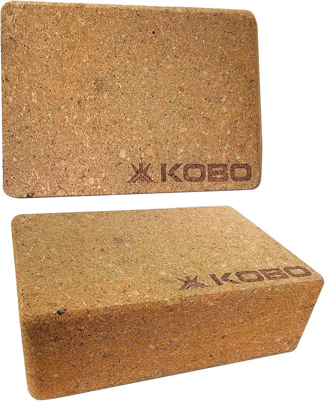 KOBO Yoga Block Cork Wood Yoga Exercise Blocks Bricks Set (2 Piece) Yoga Blocks(Brown Pack of 2)
