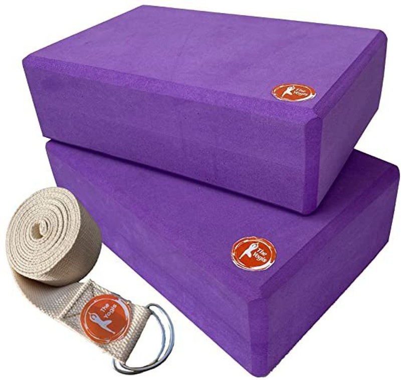 The Yogis High Density Foam Yoga Block Brick {Set of 2} Large Size Yoga Blocks(Blue Pack of 2)