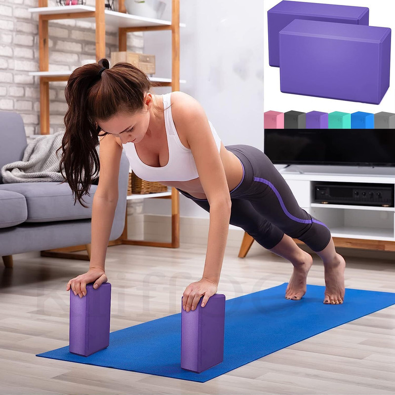 shopping mart yoga blocks foam Supportive, Soft Non-Slip Foam Surface For, Pilates, Meditation Yoga Blocks(Purple Pack of 2)