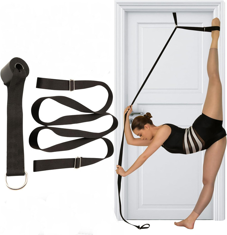 IRIS Stretching Strap With Door Anchor Nylon Yoga Strap(Black)