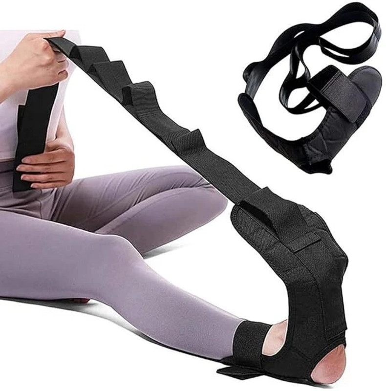 AJRO DEAL Stretching Strap,Ligaments of Leg Stretching Belt For Men and Women Polyester Yoga Strap(Black)