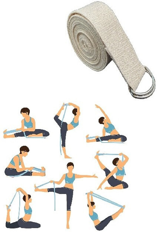 GymWar 8 Feet Yoga Belt for Women & Men Yoga Strap for Stretching Cotton Yoga Strap(Black)