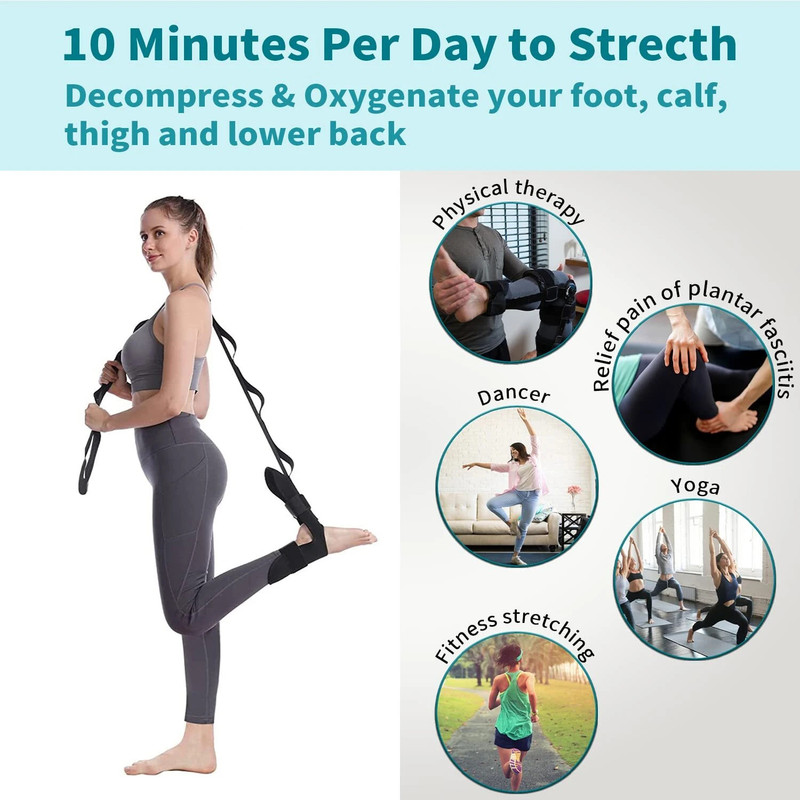 Fitcozi Foot Arm Exerciser Belt - Yoga Ligament Rehabilitation Stretching Belt Cotton, Polyester Yoga Strap(Black)