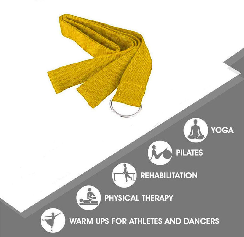 Fitcozi oga Belt For Women, Perfect for Yoga, Pilates, and Stretching Cotton Yoga Strap(Yellow)