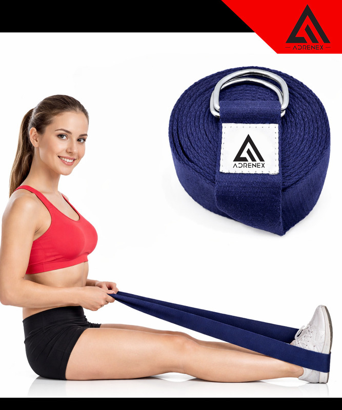 Adrenex Yoga Strap Stretching Belt | D-Ring Buckle Strap For Stretching Cotton, Polyester Yoga Strap(Blue)