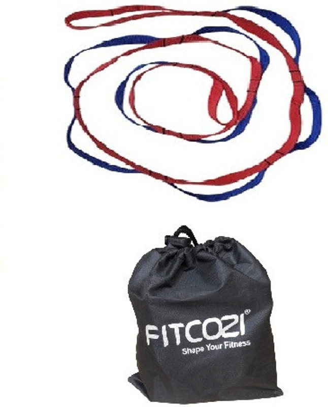 GSI Exercise Stretch Band for Rehabilitation, Flexibility, Hamstring & PT Polyester Yoga Strap(Red, Blue)