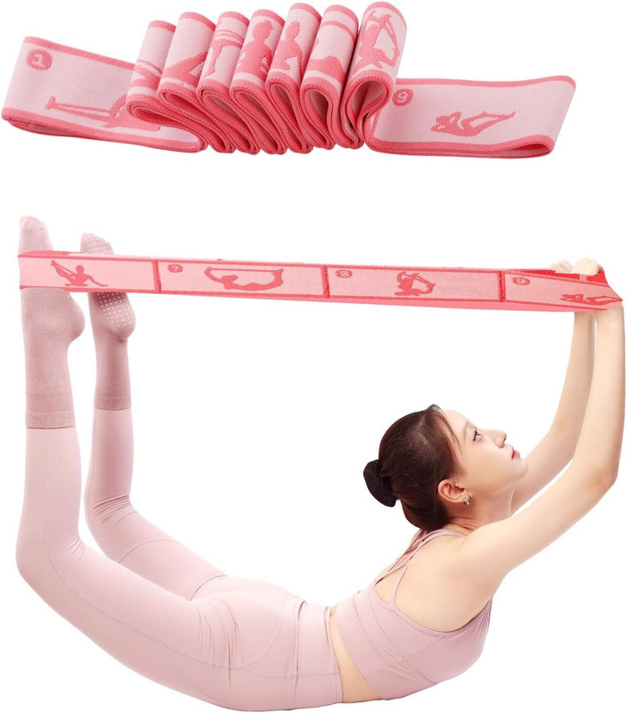 CETLO Yoga-Strap-Pink Polyester Yoga Strap(Pink)