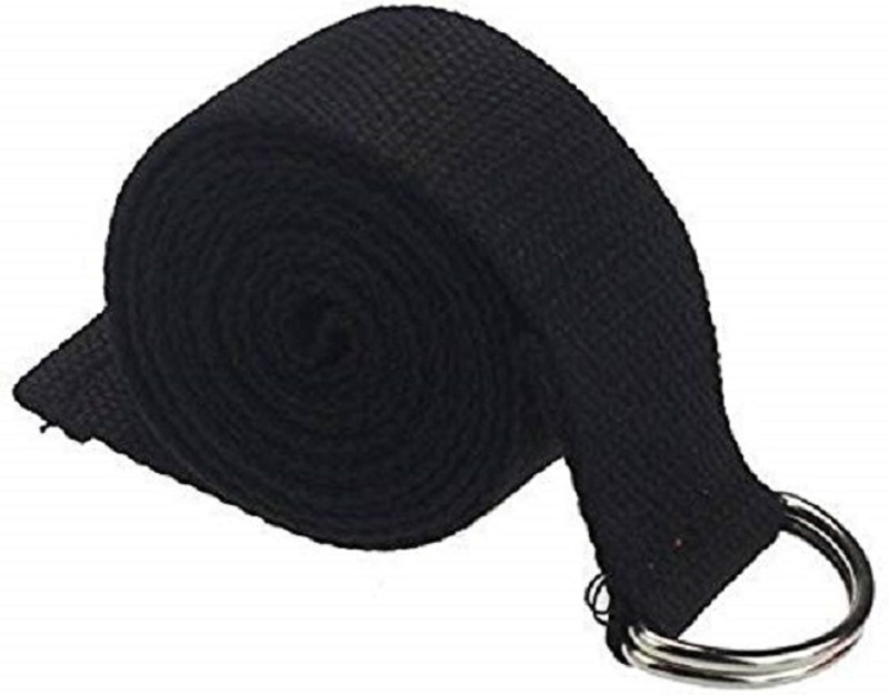 Fitcozi Yoga Belt for Exercise, Durable Material with Adjustable D-Ring Cotton Yoga Strap(Black)